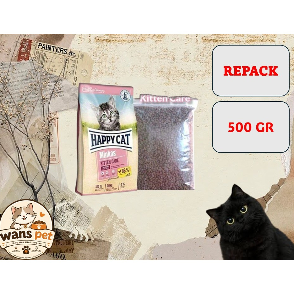 ( HAPPY CAT MINKAS KITTEN ) ( HAPPY CAT MINKAS KITTEN KEMASAN 500GR ) MAKANAN KUCING
