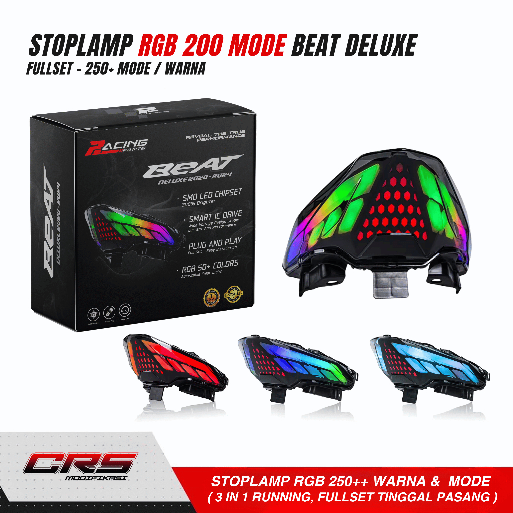 STOPLAMP LAZY RGB BEAT DELUXE BEAT STREET Lampu Belakang Variasi Beat Deluxe Street 2020 2024 Stopla