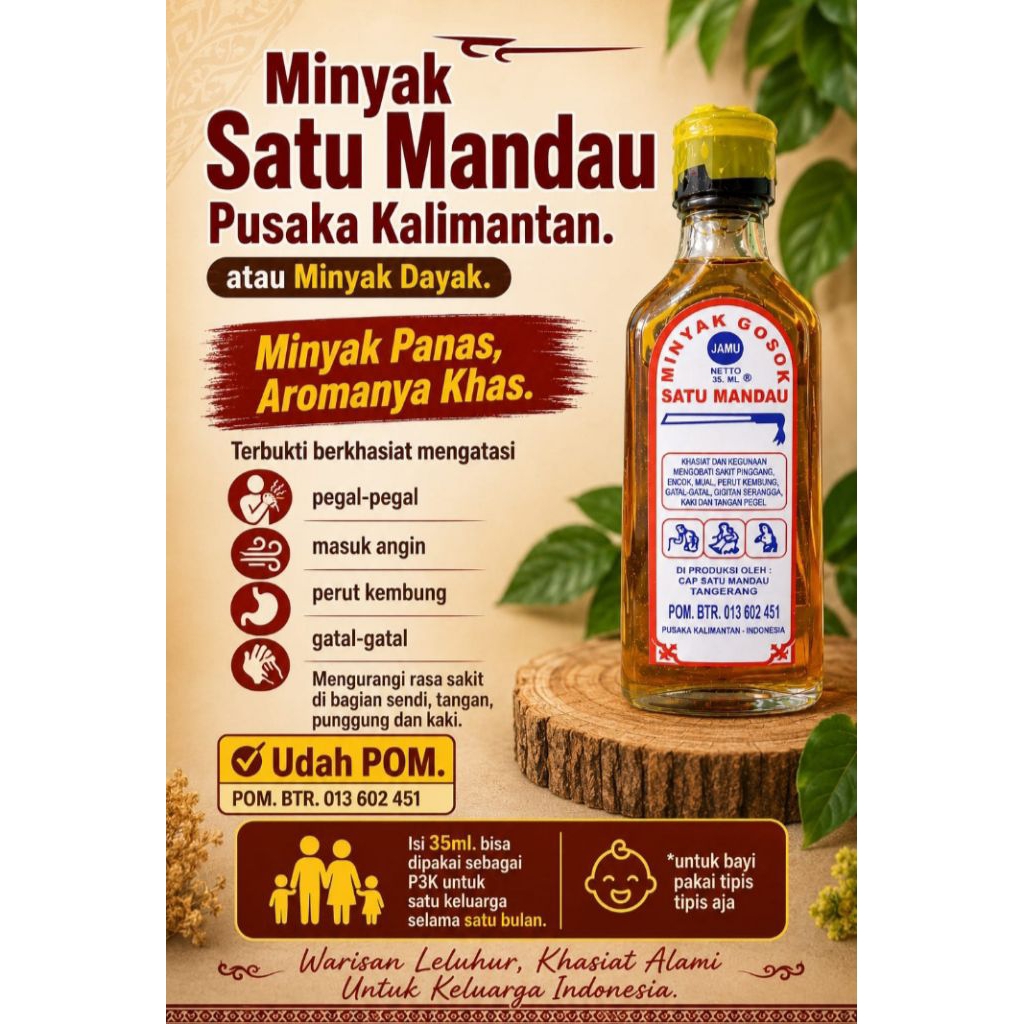 Minyak Gosok Satu Mandau Pusaka Kalimantan