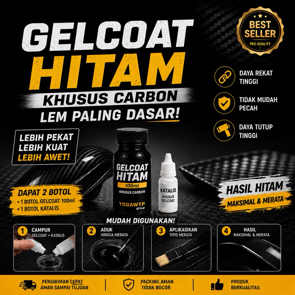 GELCOAT HITAM KHUSUS CARBON 100 gram