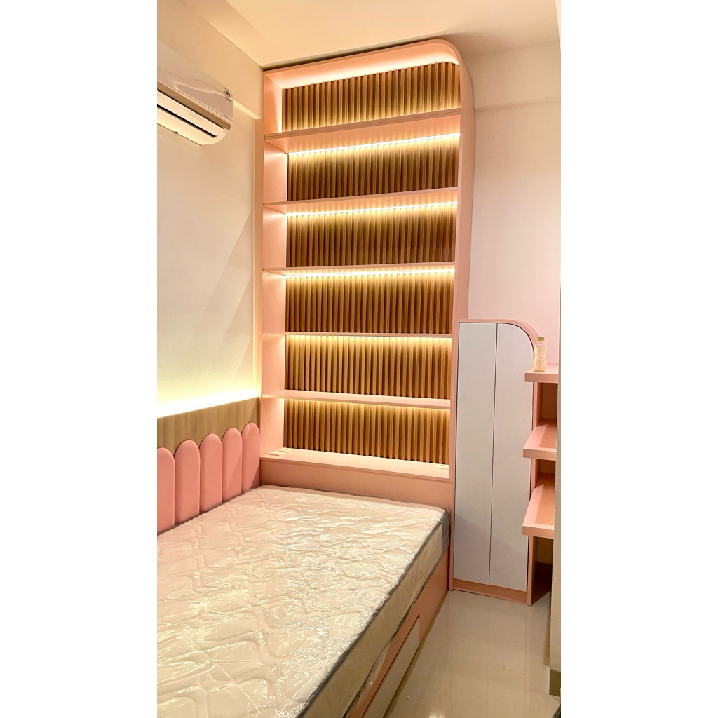Lemari kamar set lemari pajangan + dipan kamar tidur anak perempuan
