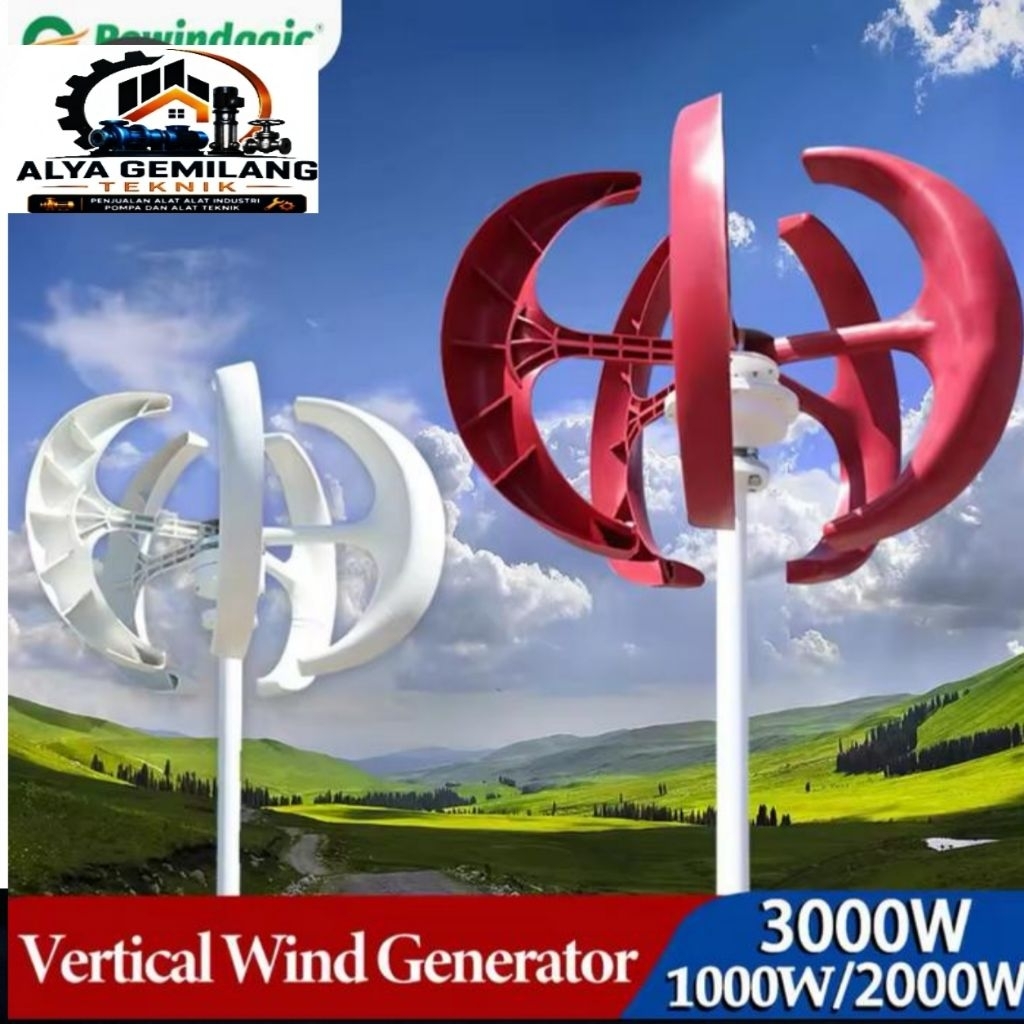 Wind Turbine Generator 1000W - 48V Vertikal - 1500W