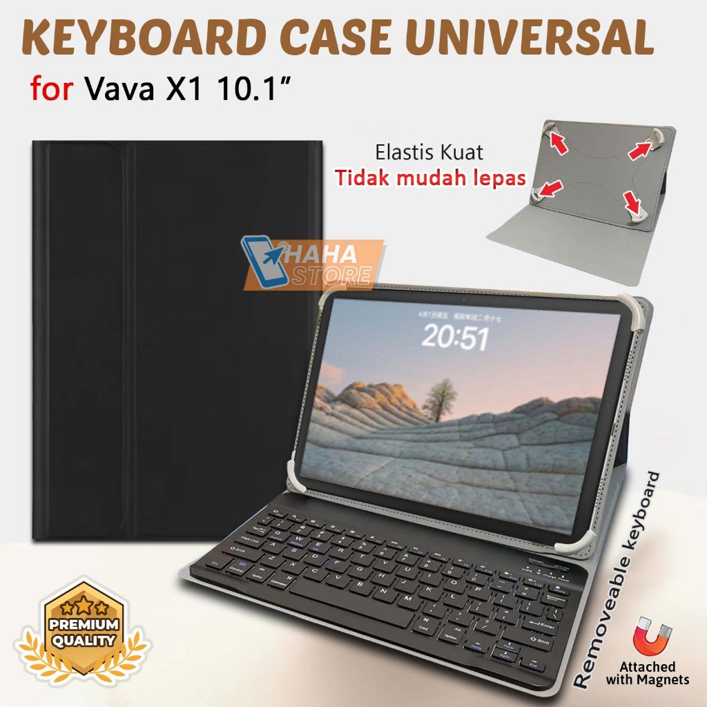 Universal Case Vava X1 10.1 inch Bluetooth Keyboard Magnetic Casing Magnet Stand PU Leather Full Cov