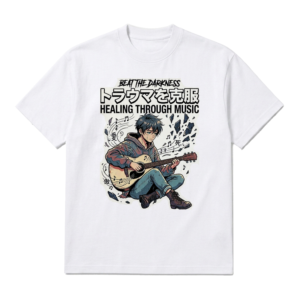 Saubhagya Kaos Anime Vintage 90s Bootleg Healing Music Regular Fit Putih