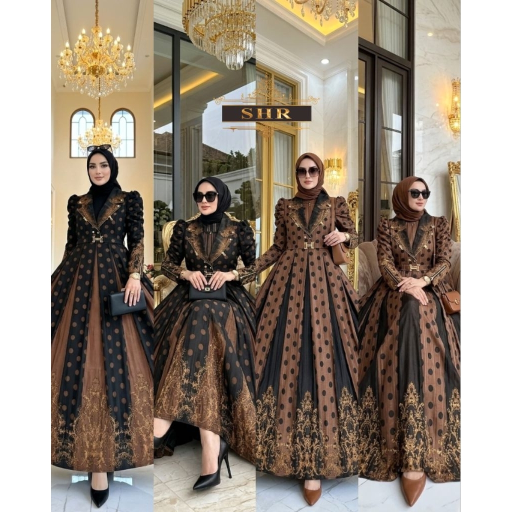 SHR MAXI DEESS GAMIS POLKADOT BLAZER POLKADOT DUA WARNA SHR TERBARU VIRAL