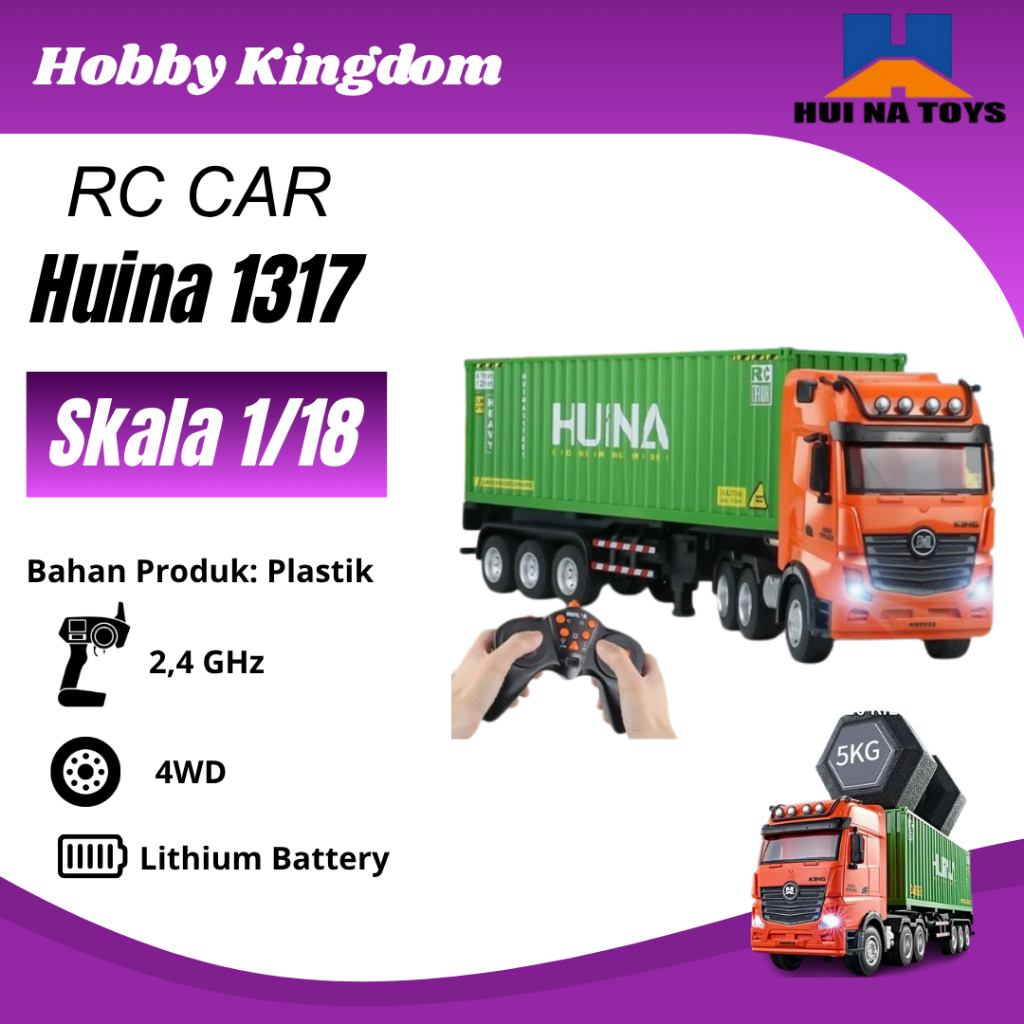 Huina 1317 1/18 RC Truck Container 9CH Alloy Remote Control Container Truck - Huina 1317