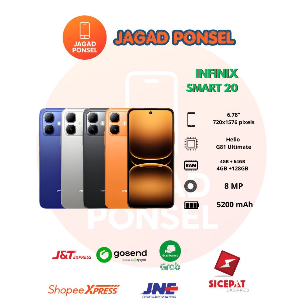 HP INFINIX SMART 20 RAM 4/64GB GARANSI RESMI - INFINIX SMART 20 RAM 4GB INTERNAL 64GB GARANSI RESMI