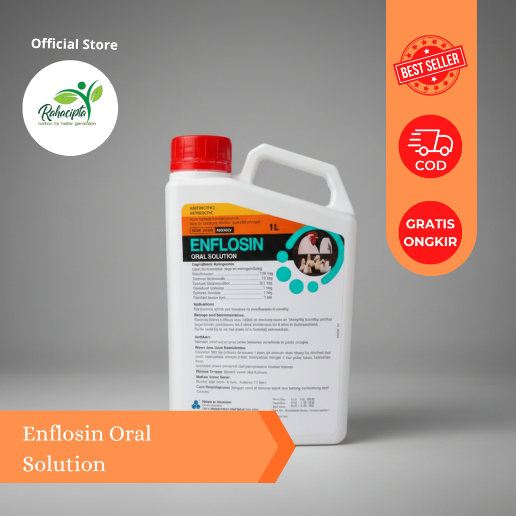 Enflosin Oral Solution 1 Liter | Enrofloxacin | Antibiotik Ternak | Obat Hewan | Obat Pernafasan Aya