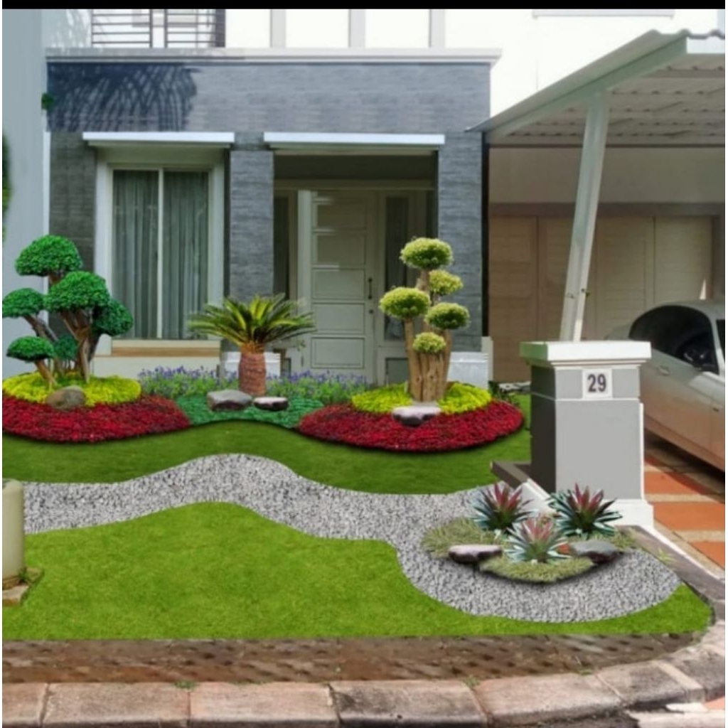 taman minimalis batu koral