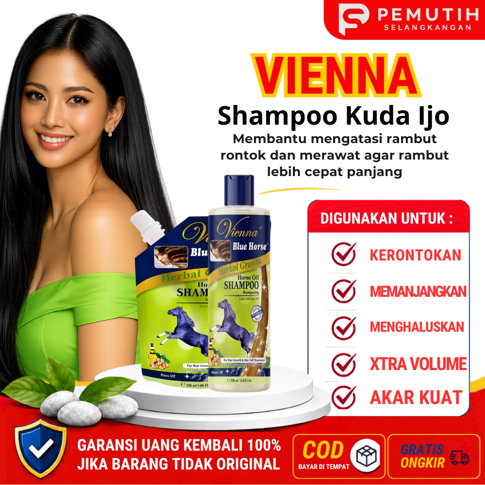 Shampo Kuda Sampo Penumbuh Rambut Cepat Vienna Blue Horse Shampoo Anti Rontok Sampo Kuda