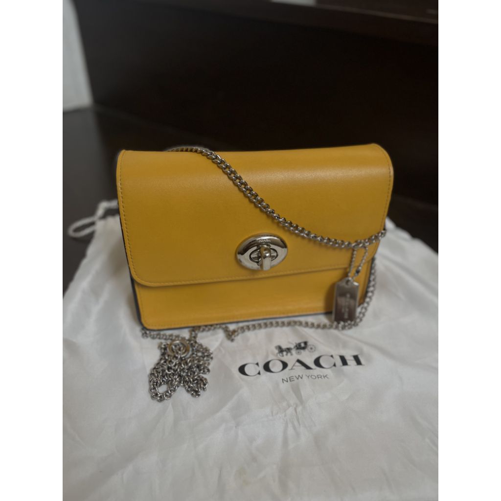 Preloved COACH Mini Sling Bag Yellow ORI Tas Coach Crossbody Wanita Branded ORIGINAL