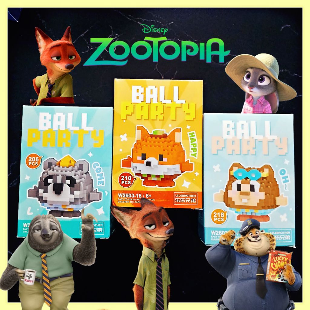 Bricks Zootopia Lego Nano Block Party Ball Balok Brick Zootopia Nick Judy Flash Officer Clawhouser