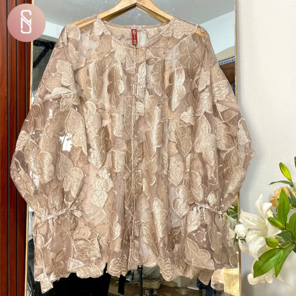 Myshawl Alucy Outer Jumbo Bordir Kasual Kekinian Big Size Bordir Bunga Jumbo