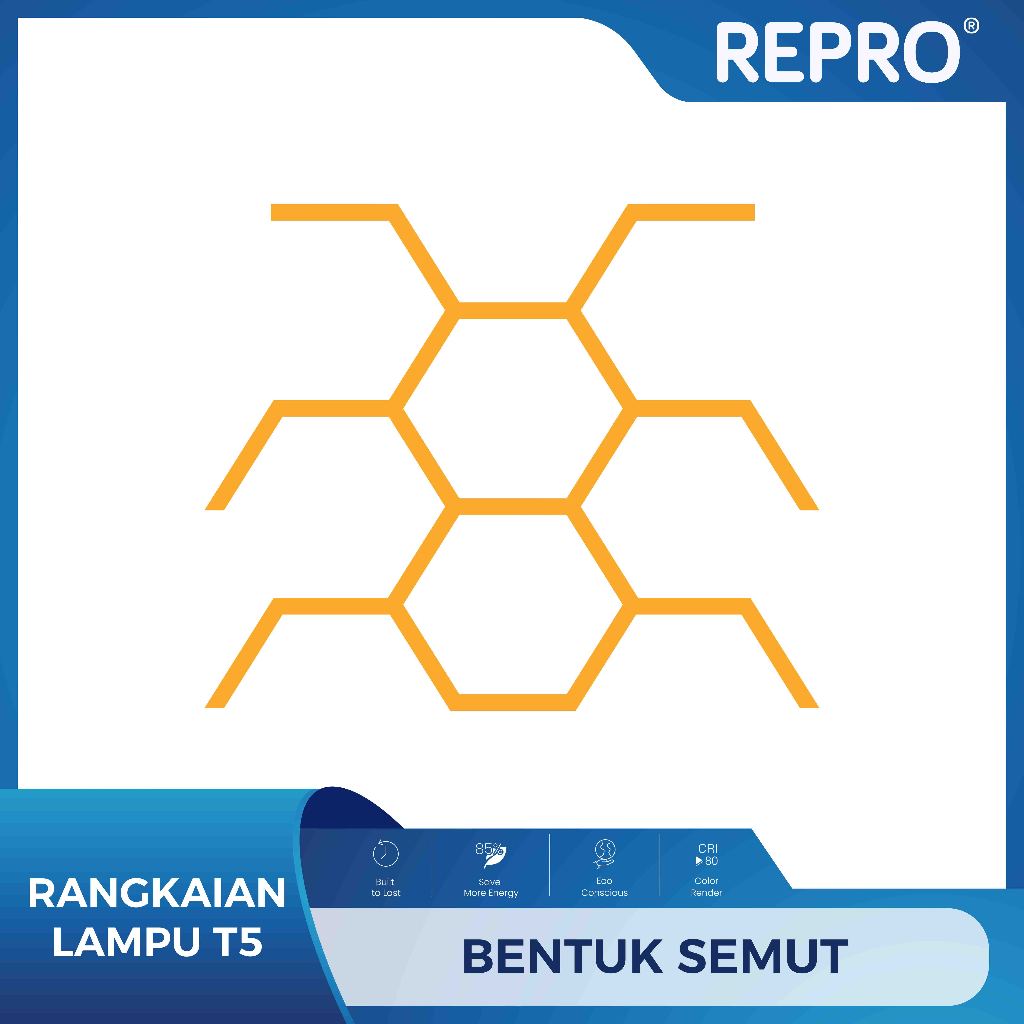 REPRO Rangkaian Lampu LED T5 Semut All in Connector Lampu Adaptor Kabel