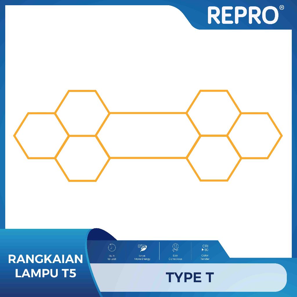 REPRO Rangkaian Lampu T5 LED Type T All in Connector Lampu Adaptor Kabel