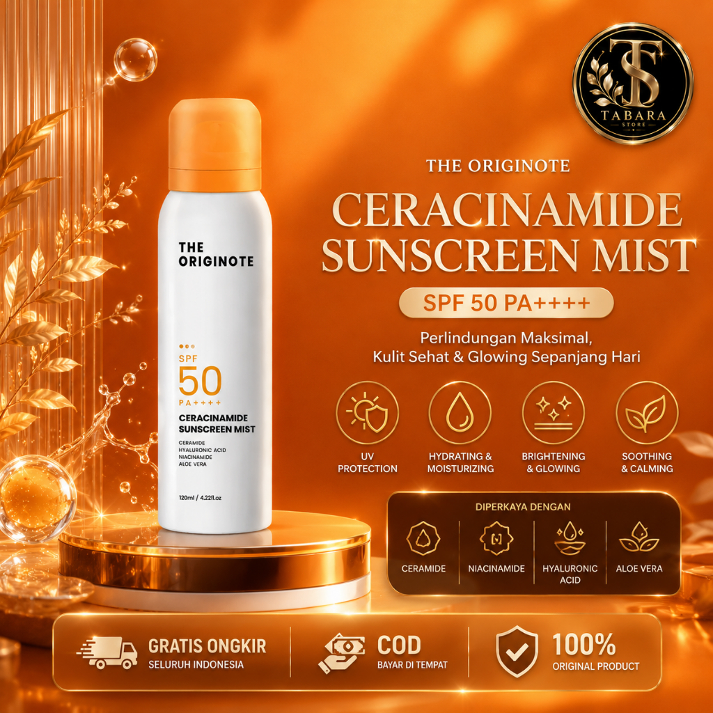 The Originote Sunscreen Spray Melembabkan Wajah Dan Mencerahkan Sanskrin Spf 50 Pa ++++ Ceracinamide
