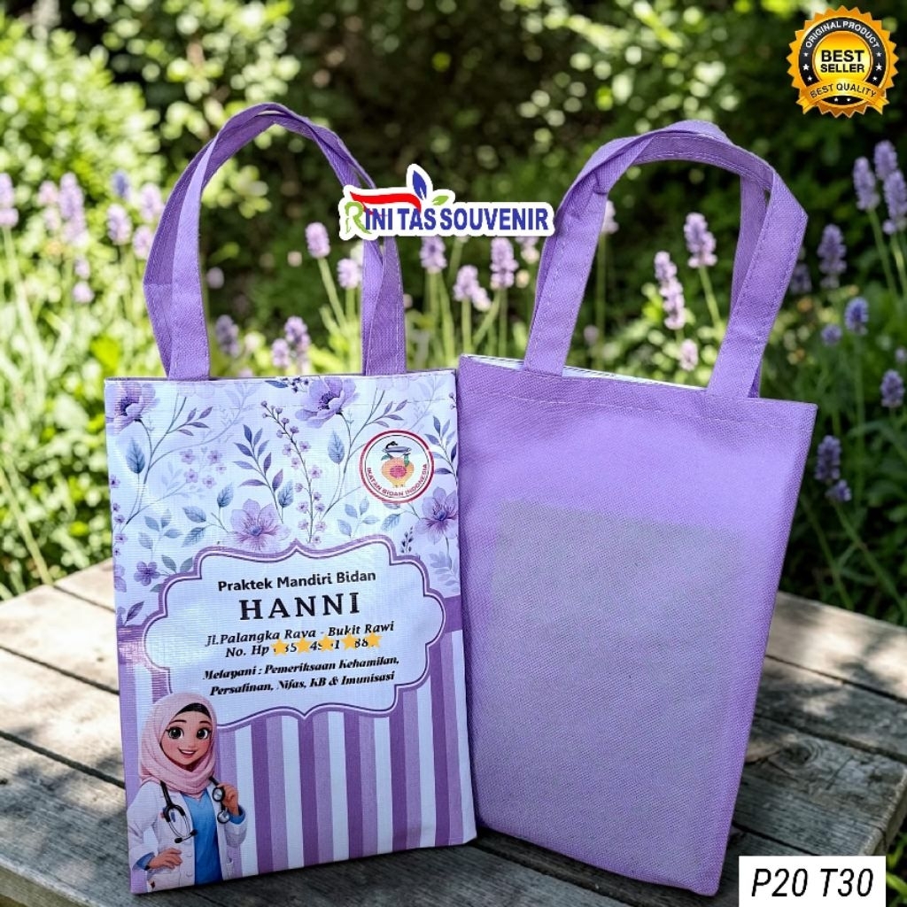 cod tas bidan custom KIA souvenir partus bidan murah tebal pakai nama
