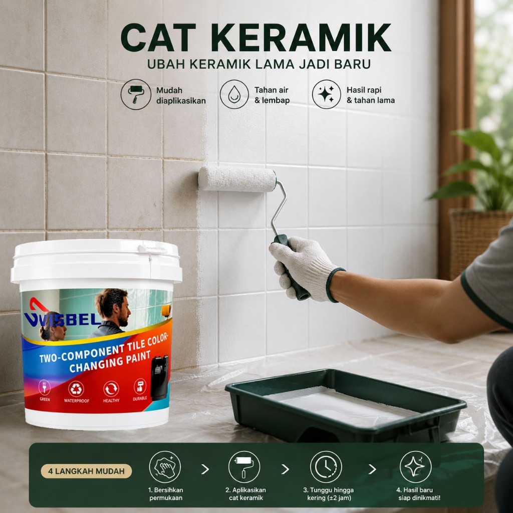 Cat Ubin Keramik Anti Air Cat Lantai Keramik Renovasi Rumah Menutupi Ubin Lama Untuk Kamar Mandi Dap