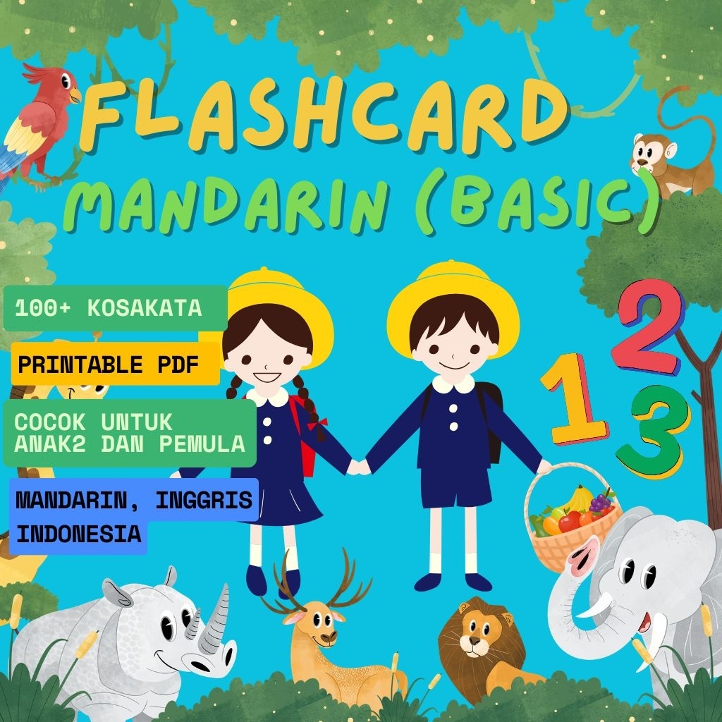 Flashcard Mandarin Basic PDF Printable – 100+ Kartu Kosakata 3 Bahasa