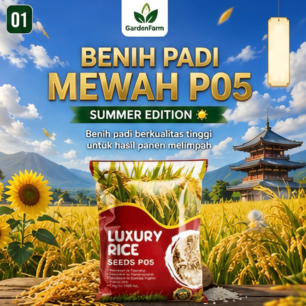 GARDENFARM - Benih Padi P05 (2kg) - Bibit Padi Unggul - Bibit Padi Sawah - Benih Padi - Bibit Padi K