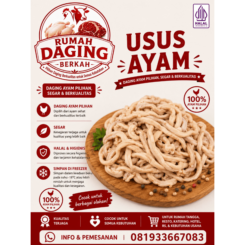 Usus Ayam Fresh Frozen 1 KG | Usus Ayam Halal
