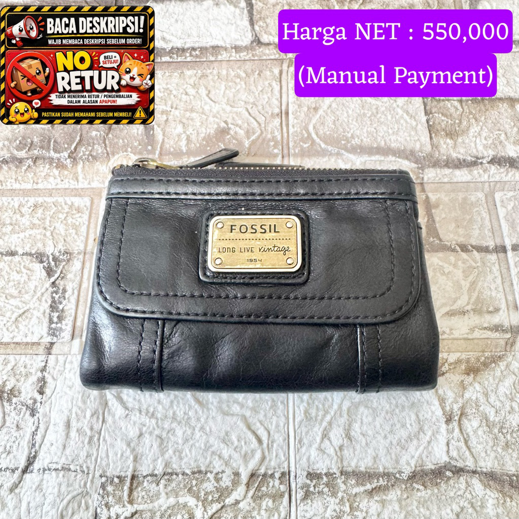743# NET-Preloved Fossil Emori Medium Wallet Dompet Hitam