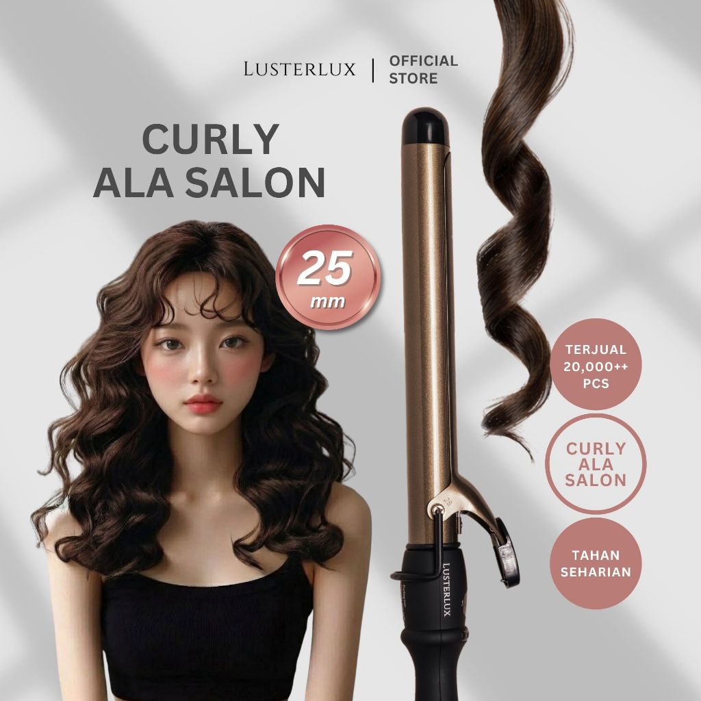 Lusterlux Curling Iron 25mm, Curly, Keriting, Wavy, Curly Tahan Seharian