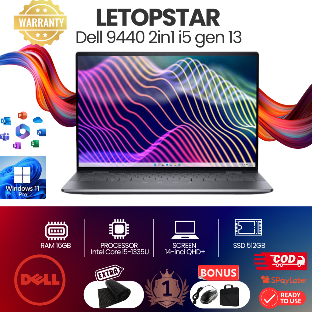 Dell Latitude 9440 Laptop 2-in-1 i5-1345U 14" QHD+ 16GB 512GB