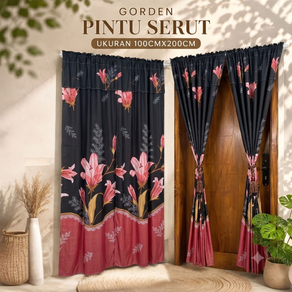 Delisa Gorden Pintu Serut Premium Gaya Elegan Ukuran 200x100cm