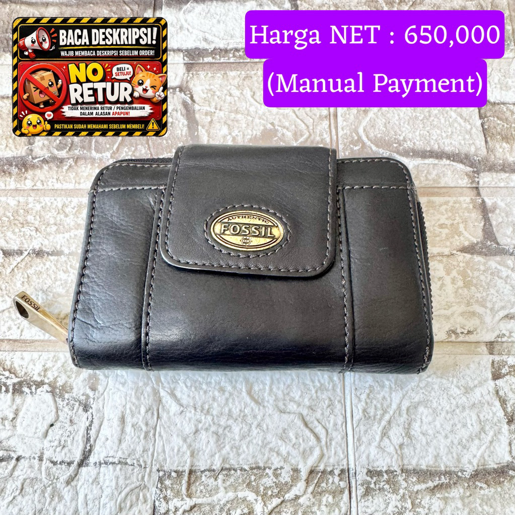744# NET-Preloved Fossil Medium Wallet Explorer Black Dompet