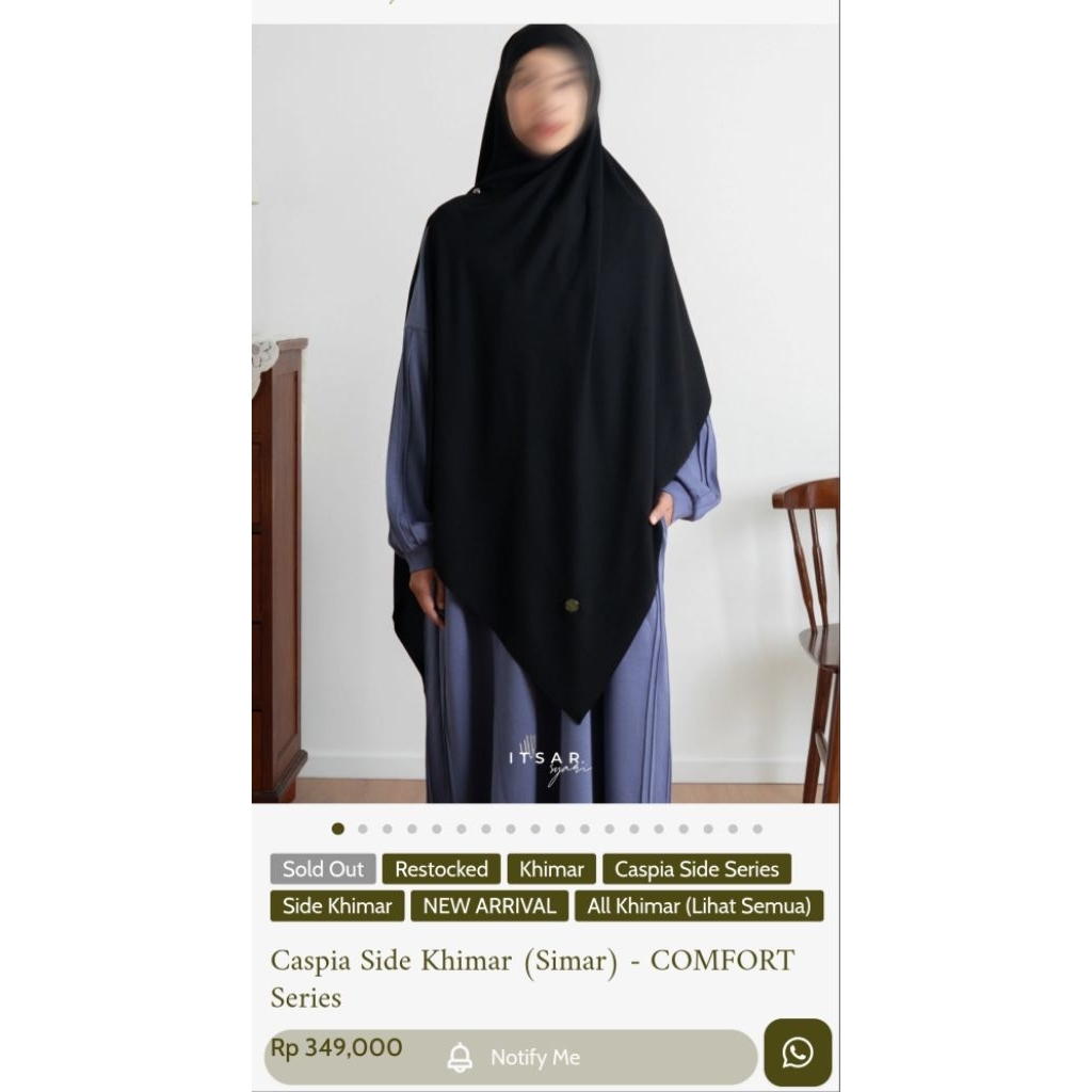 Itsar New with tag caspia side simar-comfort series warna black size s harga asliii