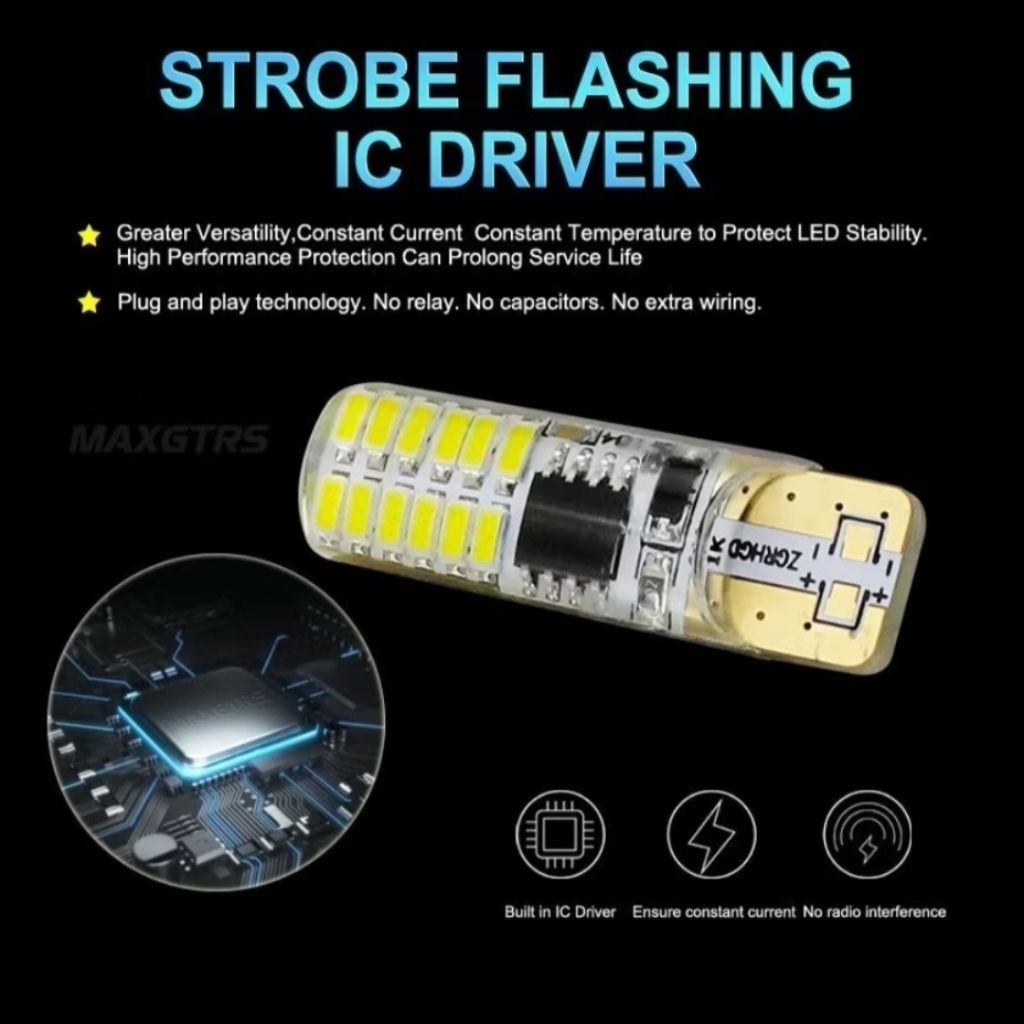 Lampu Led Senja T10 Led 12 Volt Kedip Cepat Strobo Motor Mobil Super Terang
