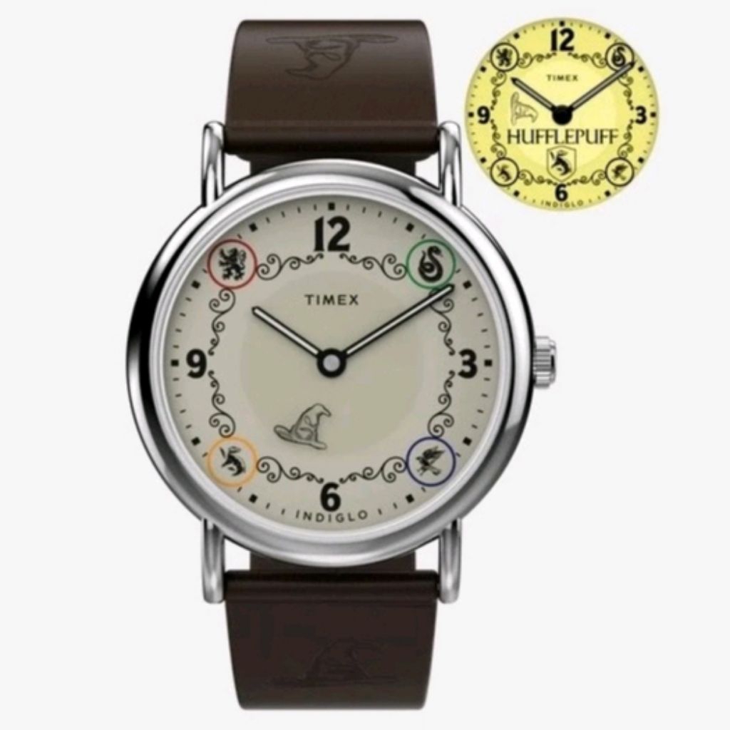 Timex TW2Y76900 Weekender x Harry Potter Hufflepuff 38mm Jam Tangan Unisex Leather Strap