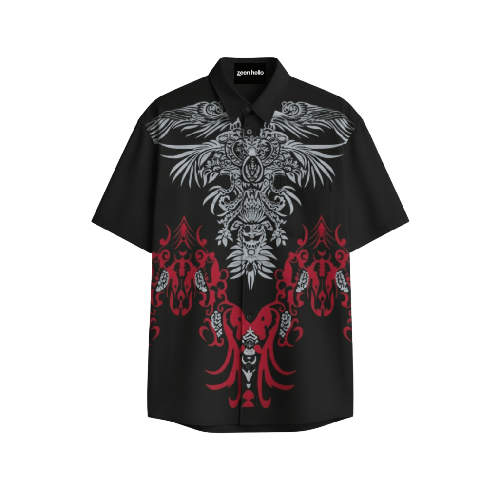 Zeen Hello - Kemeja Batik Pria Lengan Pendek