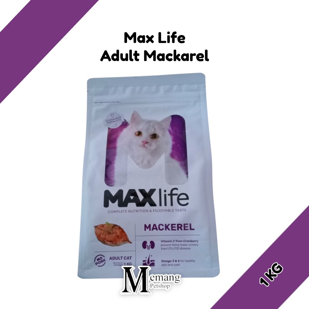 Max Life Cat 1Kg Adult Mackarel - Makanan Kucing MaxLife - Cat Food