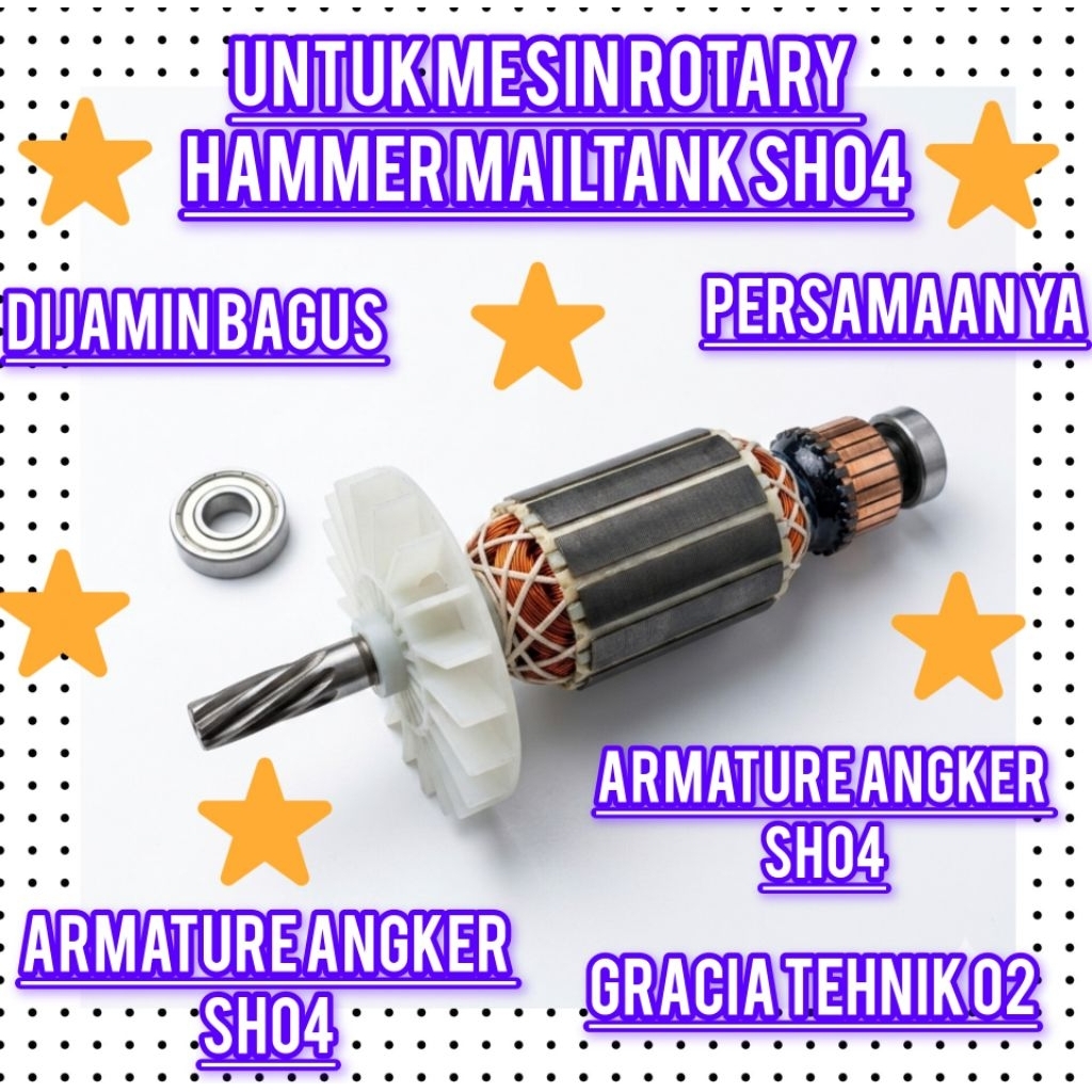 ARMATURE ANGKER SH04 MAILTANK ANGKER MESIN BOR ROTARY HAMMER MAILTANK SH04 ROTOR DINAMO UNTUK MESIN 
