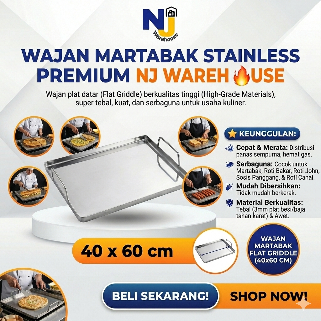 Wajan Martabak, Roti Bakar Stainless || Wajan Datar Anti Lengket || Panggangan Datar
