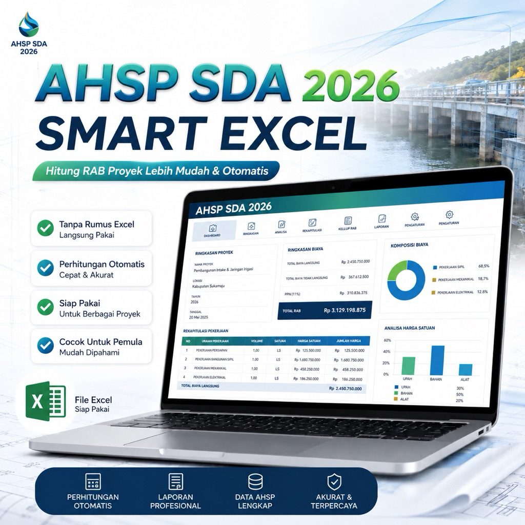 AHSP SDA 2026 Excel - Hitung RAB Sumber Daya Air Otomatis | Analisa Harga Satuan Pekerjaan Siap Paka