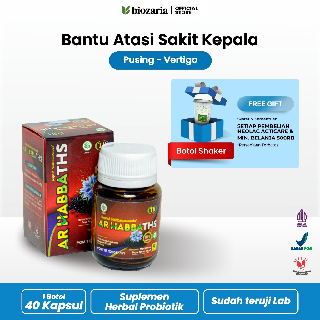 AR-HABBATS Bantu Atasi Sakit Kepala Vertigo Melancarkan Peredaran Darah | Kapsul Jinten Hitam | Herb