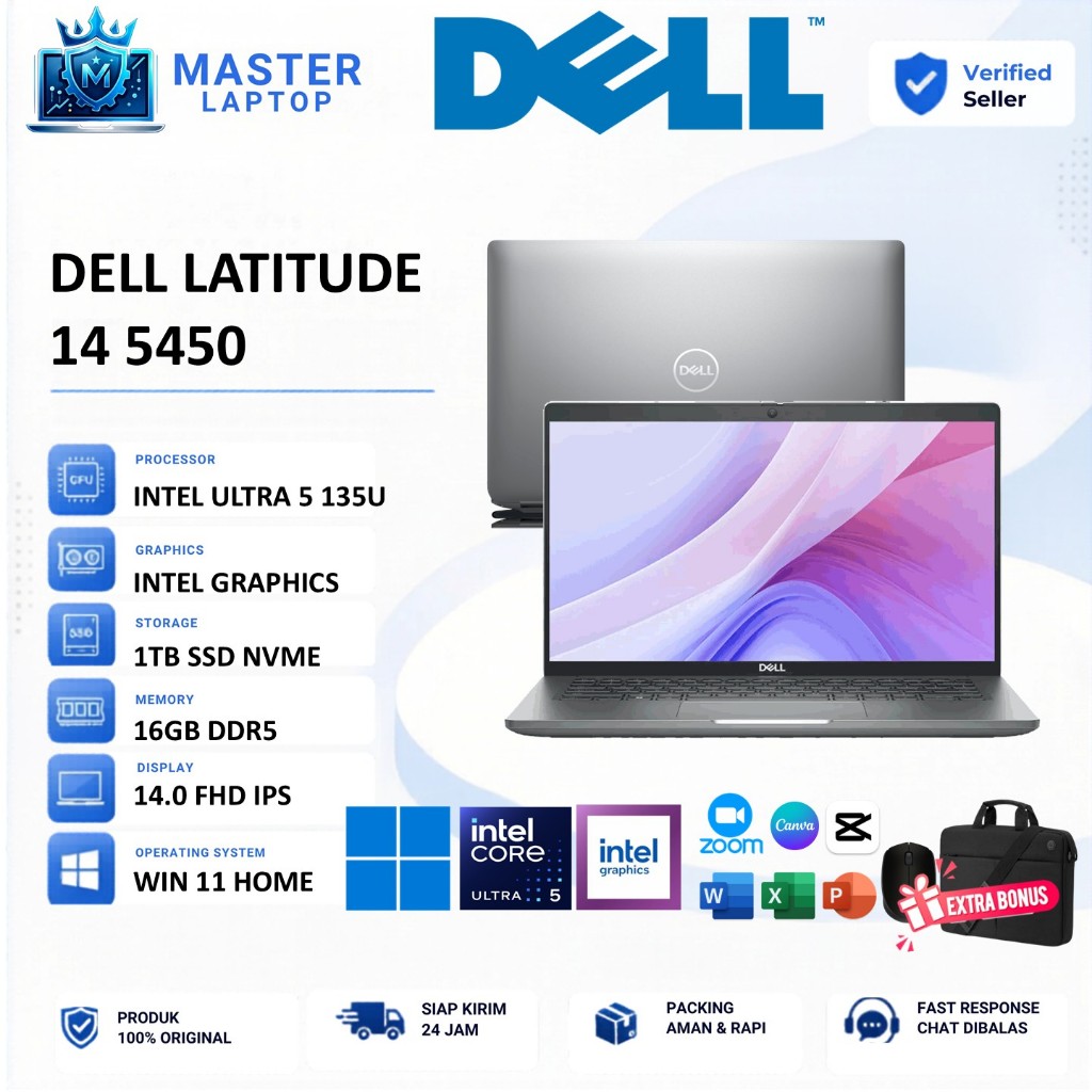 DELL Latitude 5450 Ultra 5 135U 16GB DDR5 1TB SSD 14" FHD IPS Windows 11 Pro