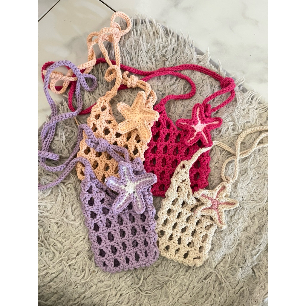 Phone bag crochet starfish