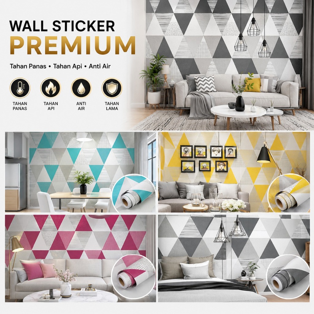 PAKET 5 ROLL - Wallpaper Stiker Dinding Kamar Tidur motif KOTAK 3D Promo Wallpaper COD TERMURAH