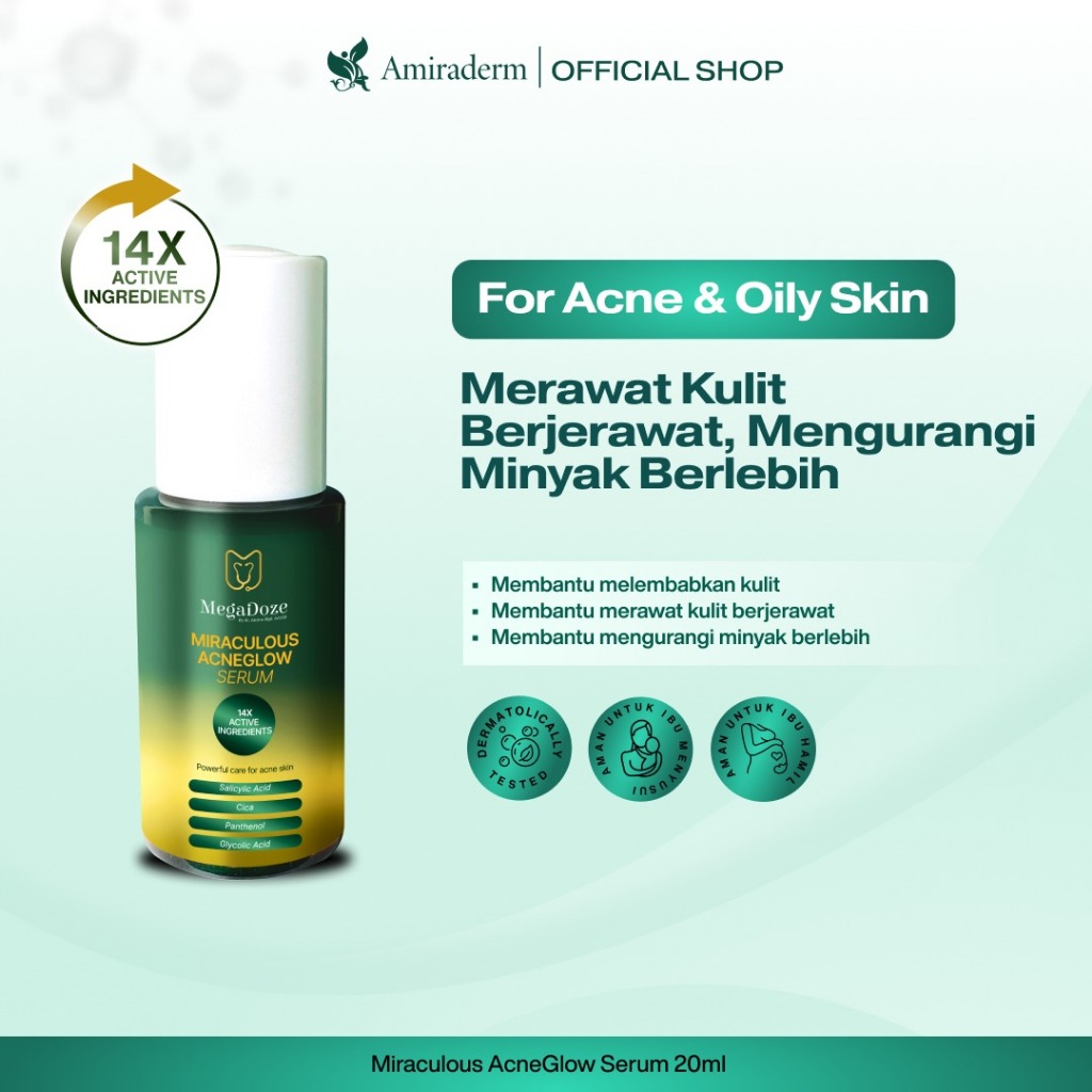 Megadoze  Miraculous Acne Glow Serum Acne Fighter 20ml - Serum Acne Brightening dan Anti Oxidant Ski
