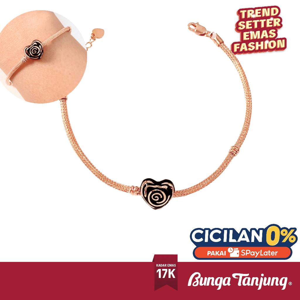 GELANG CHOKER BLACK LOVE- EMAS 17K - BUNGA TANJUNG GOLD