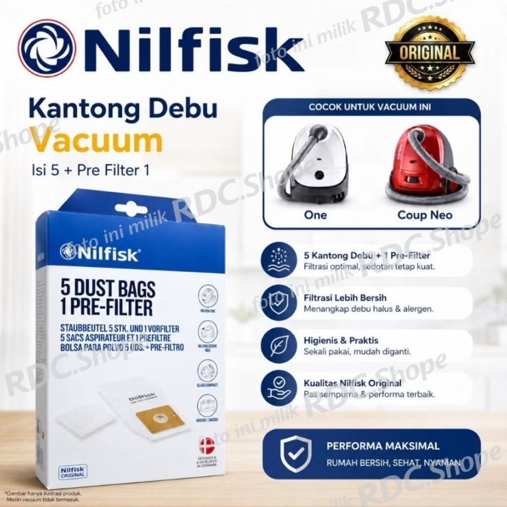 Kantung debu vacuum nilfisk / penyaring debu vacuum nilfisk / Kantong debu nilfisk one Coup neo