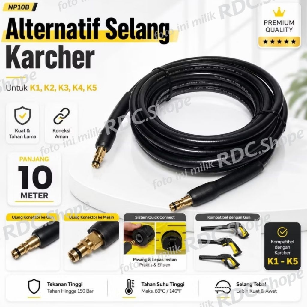 Alternatif Selang KARCHER 10 meter / Hose Jet Cleaner Kompetibel dengan Karcher / Selang high pressu