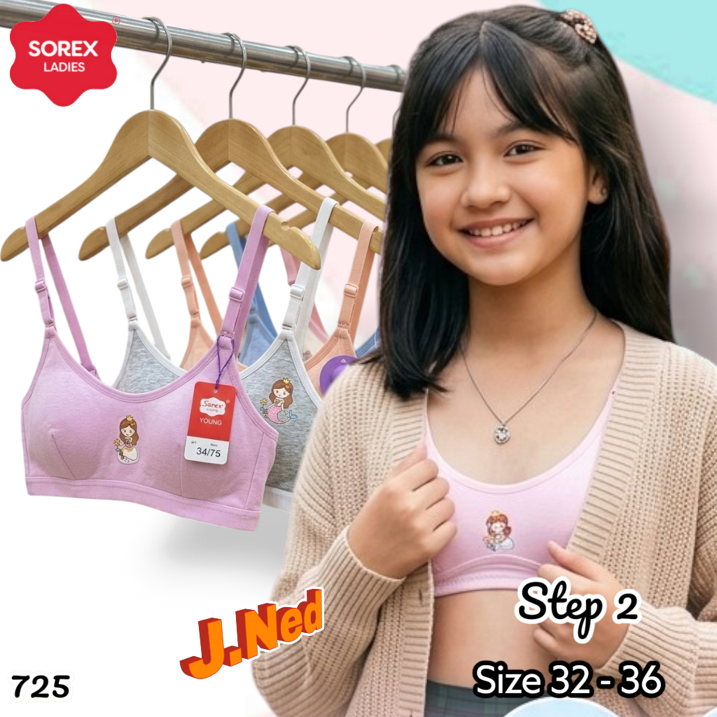 J725 Sorex Bra Remaja Busa Tanpa Kawat Cup A Size  32 - 36 Dua Pengait