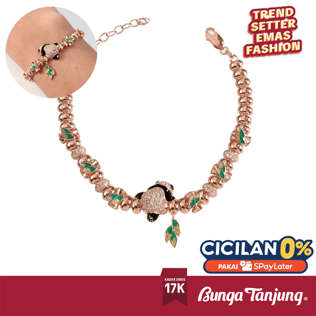 GELANG BAMBOO PANDA KH - EMAS 17K - BUNGA TANJUNG GOLD