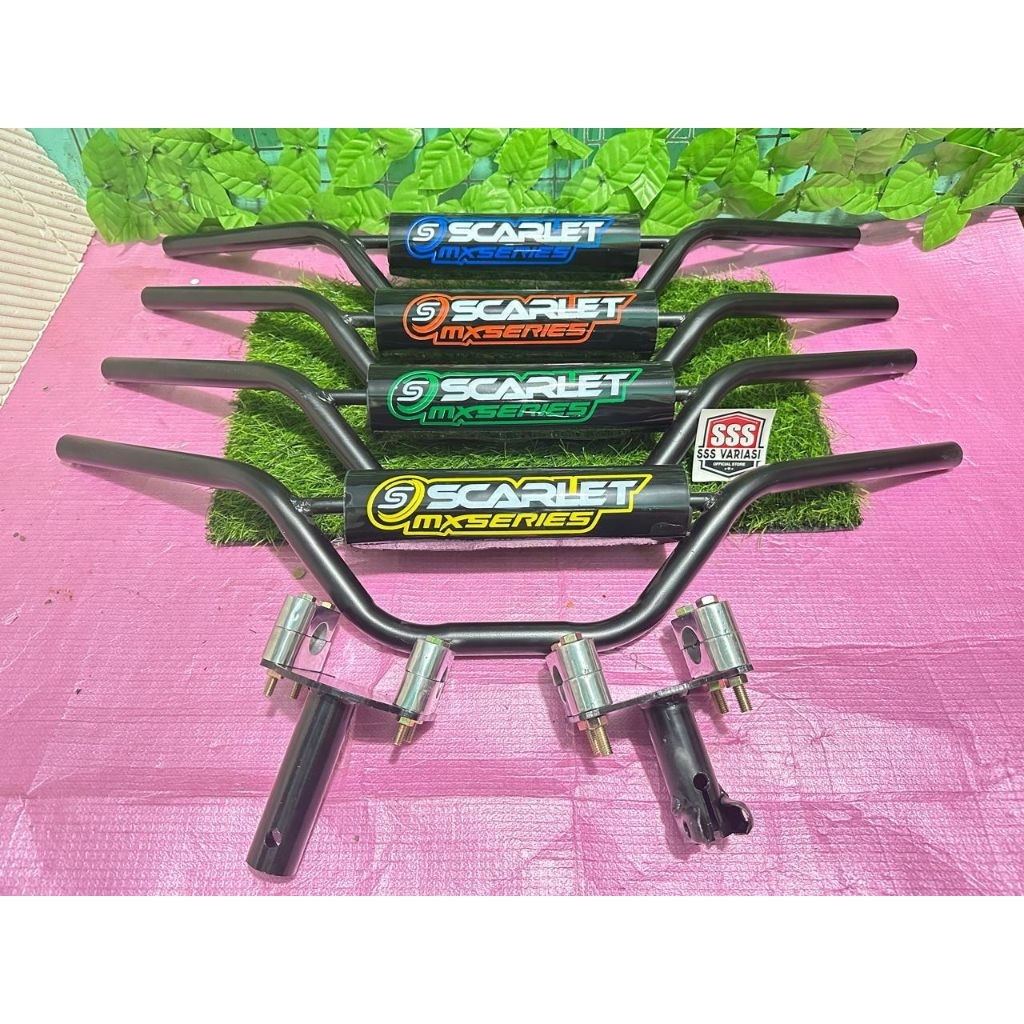 Paketan stang trail scarlet hitam+Dudukan stang
