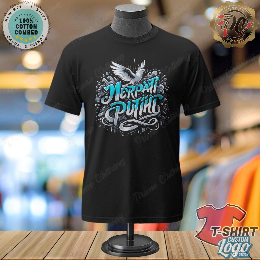KAOS DEWASA KAOS PRIA & WANITA KAOS HITAM DESIGN LOGO CUSTOM PECINTA BURUNG MERPATI MERPATI PUTIH